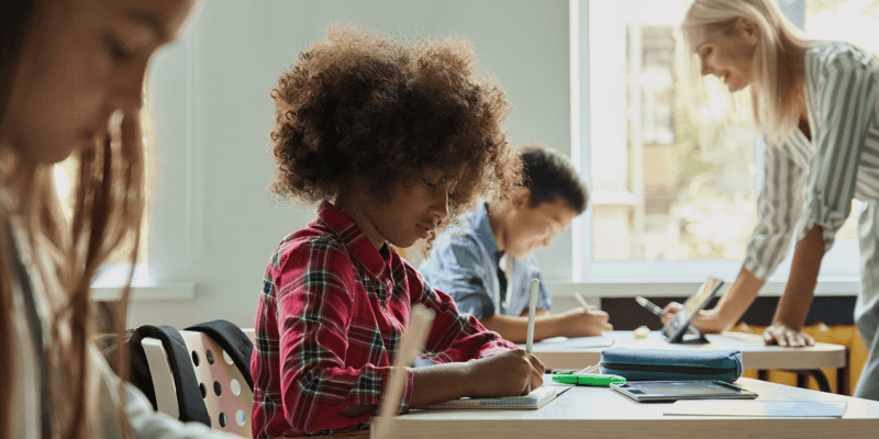 Student studying at school